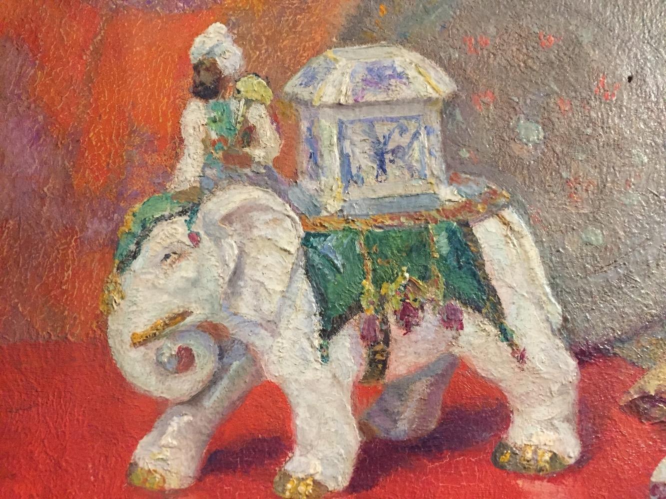 Stillife with statue of an elephant 
