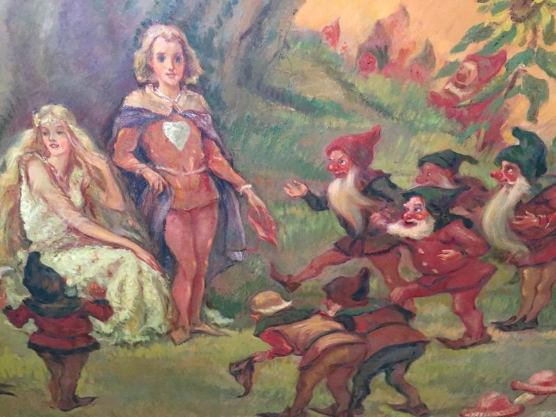 Snowwhite and the Seven dwarfs ( oil on panel )