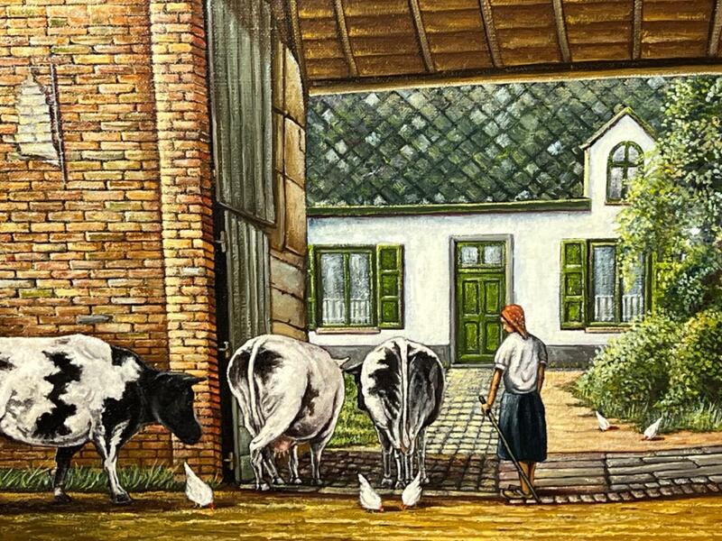 The daily life at the farm ( oil on canvas)