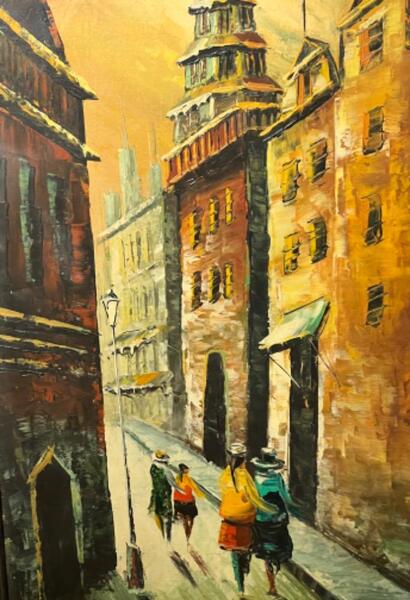 The daily life in the city( oil on canvas)