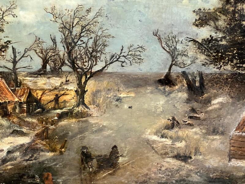 Winterlandscape with skaters ( oil on panel )