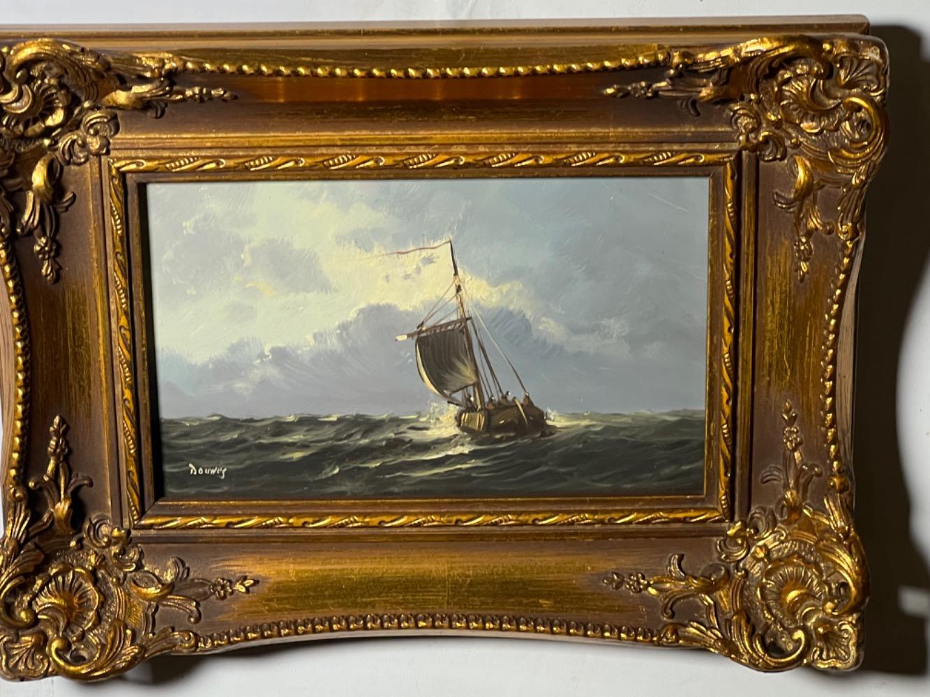 A pair of paintings with sailing boats ( oil on panel )