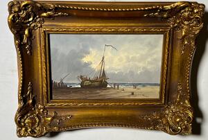 A pair of paintings with sailing boats ( oil on panel )