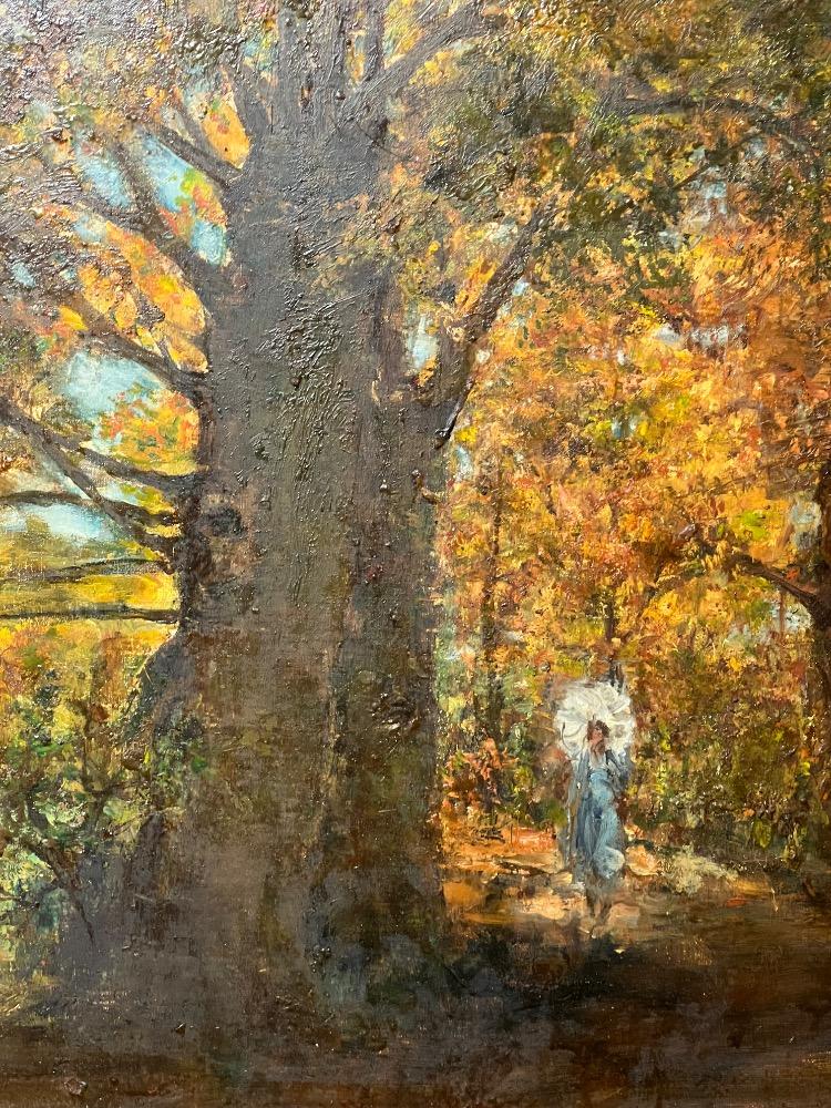 A walk in the forest in the summertime ( oil on canvas )