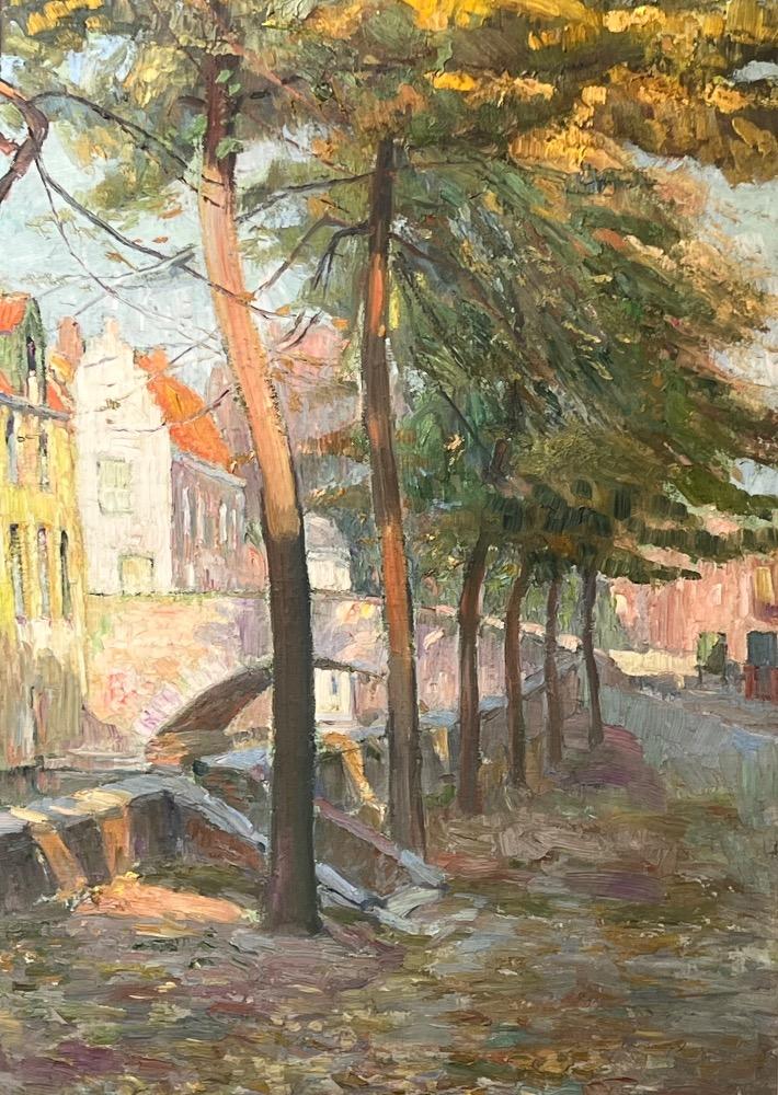 Around the canals in Bruges ( oil on canvas )