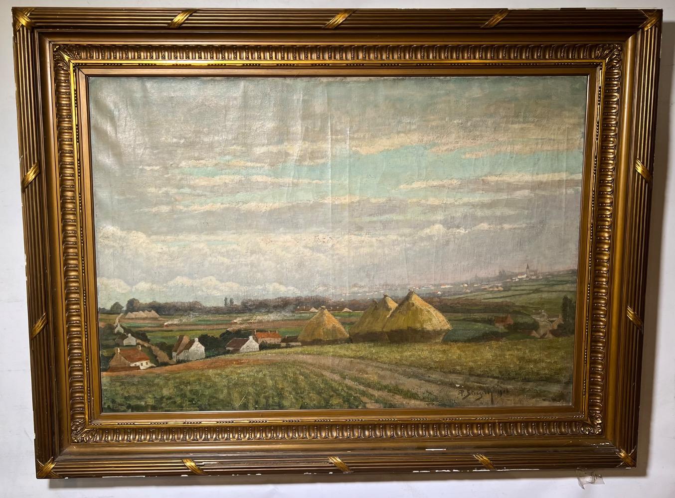 Haystacks in Flanders ( oil on canvas )