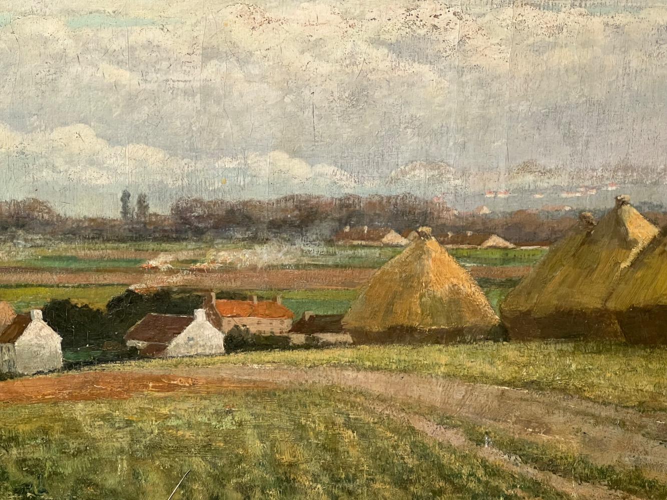 Haystacks in Flanders ( oil on canvas )