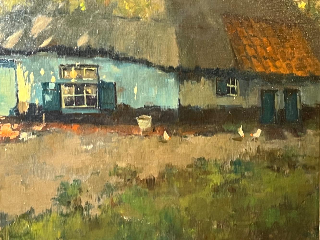 Chickens at the farm ( oil on canvas on panel ) 