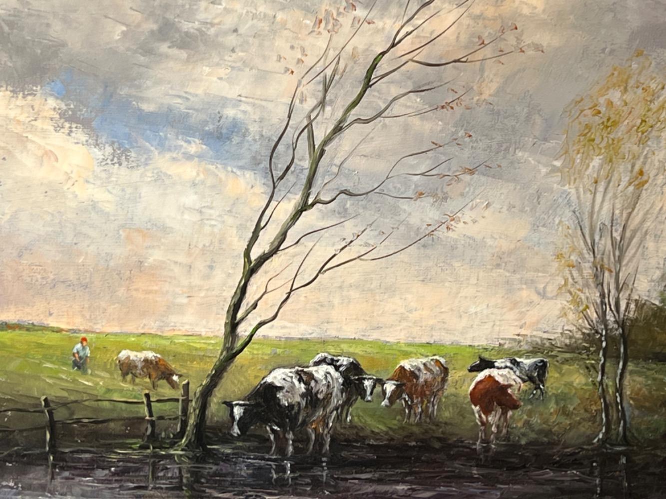 Cows at the riverside ( oil on canvas )