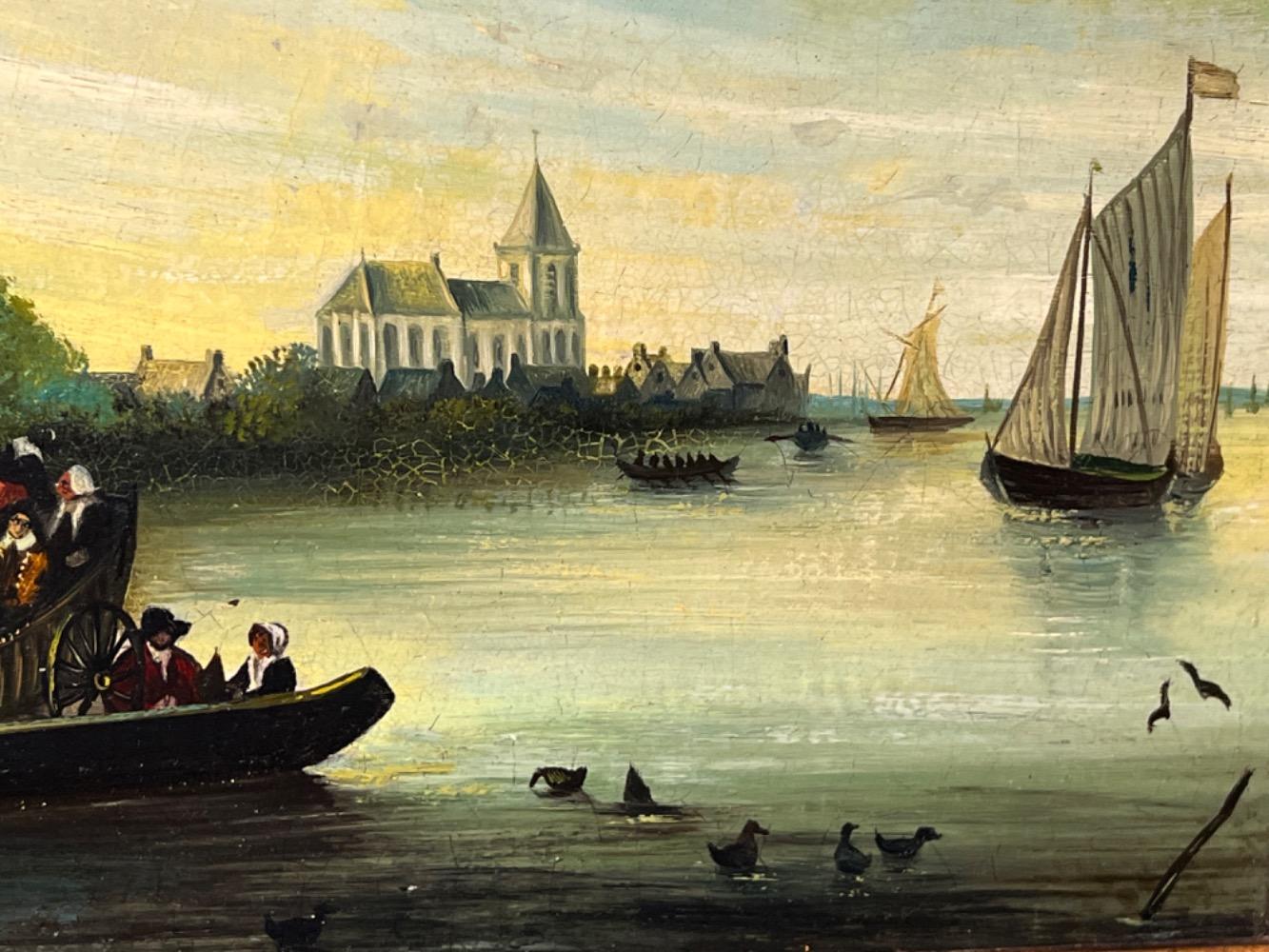 The daily life in the harbor ( oil on canvas )