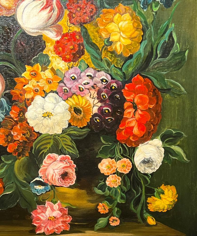 A pair of floral stillifes ( oil on canvas )