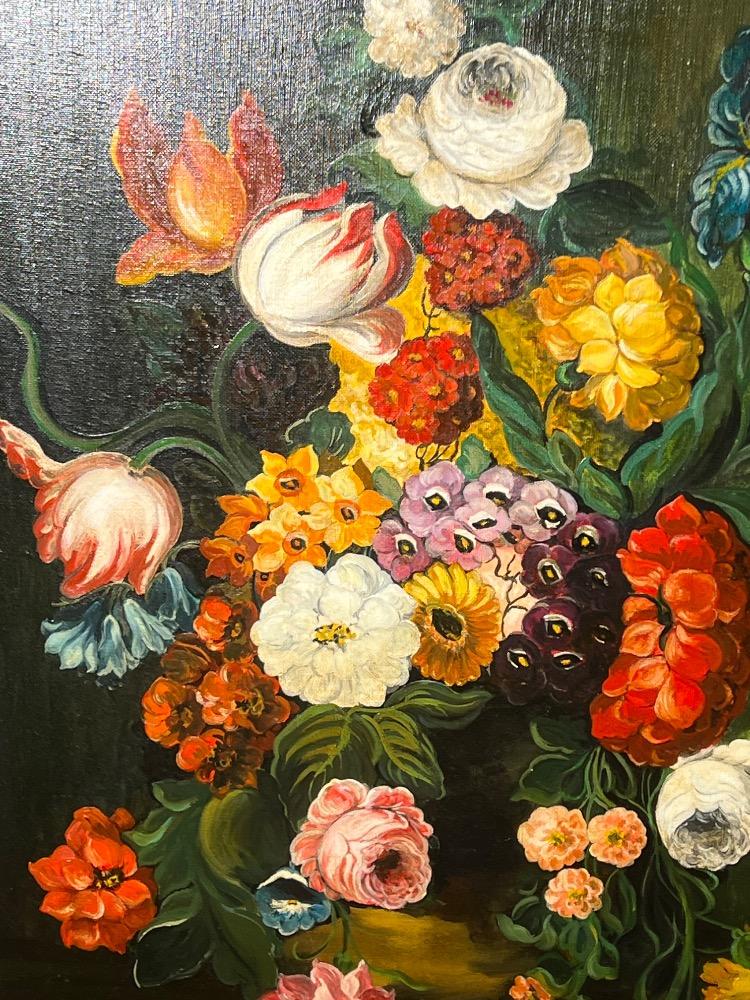 A pair of floral stillifes ( oil on canvas )