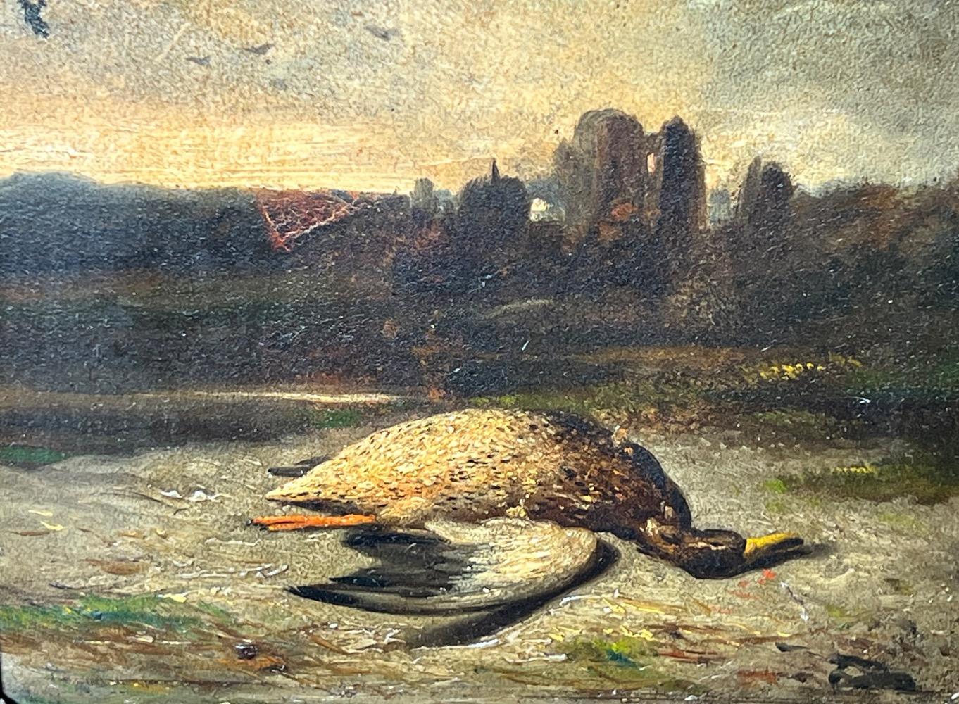 Duck in a landscape ( oil on panel )