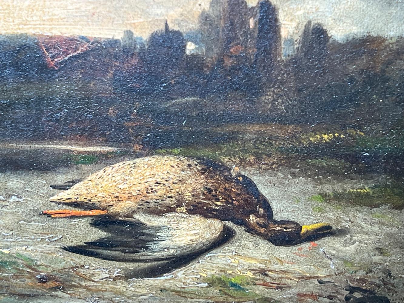 Duck in a landscape ( oil on panel )