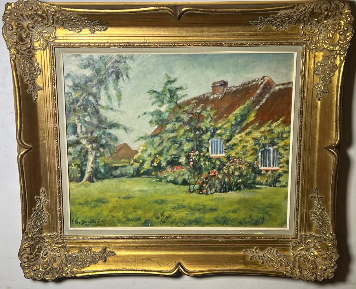 Garden in the summertime ( oil on panel)