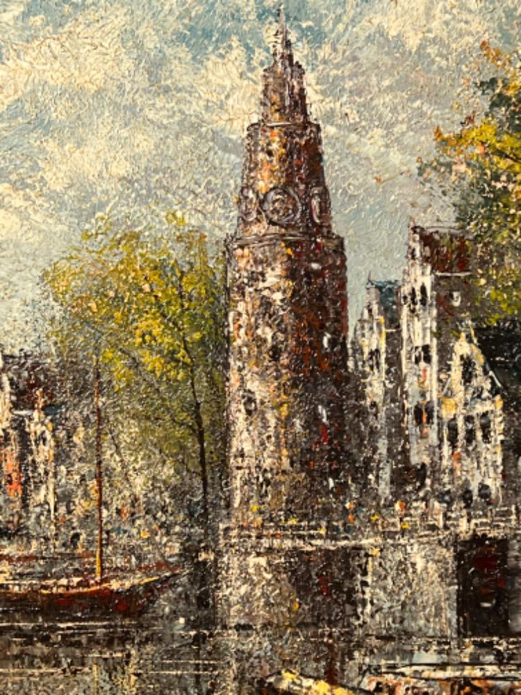 Harbor in Holland ( oil on canvas )