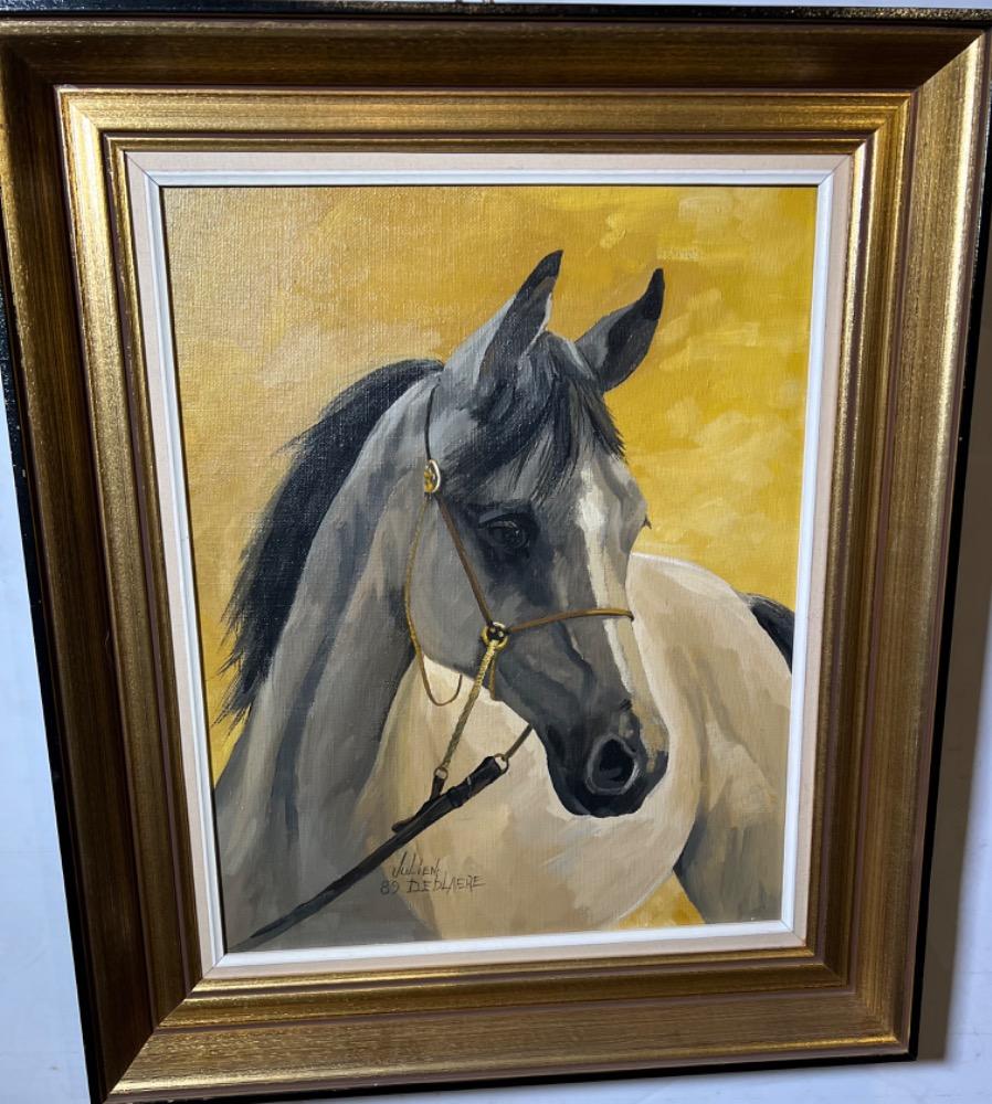 The grey horse ( oil on panel )