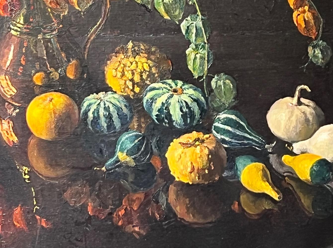 Stillife with fruit and flowers ( oil on canvas )