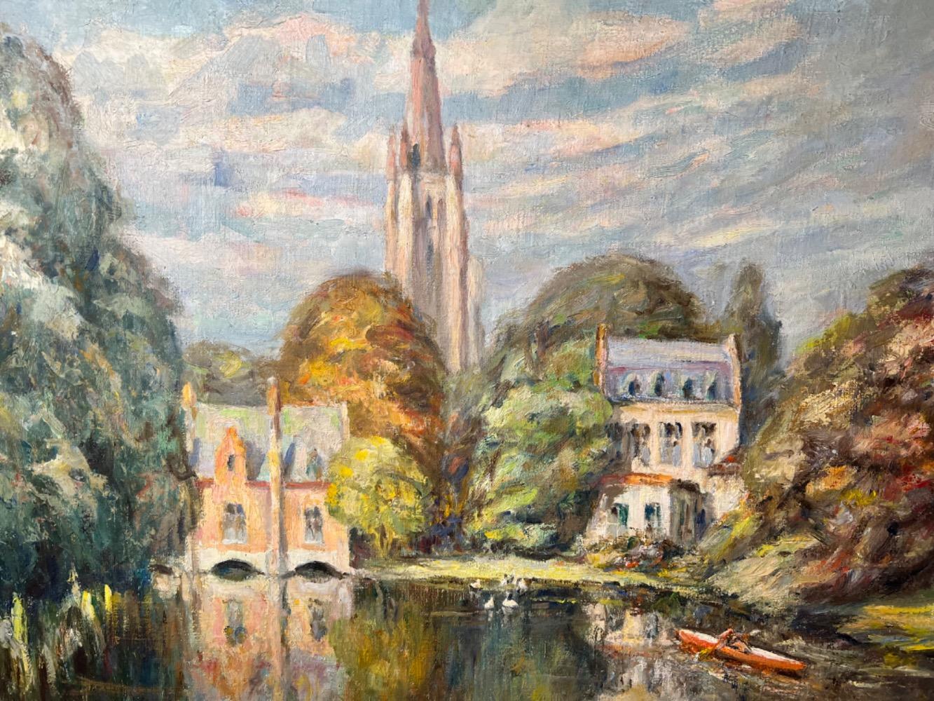 The lake of love in Bruges ( oil on canvas )