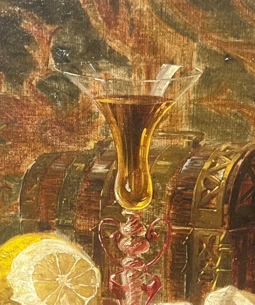 Stillife with a lemon and a glass ( oil on canvas on panel )