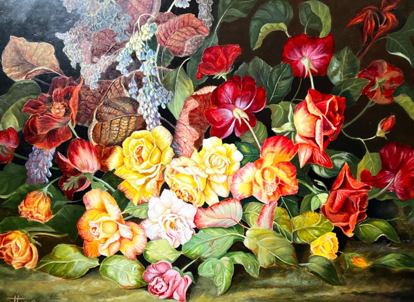 Stillife with flowers ( oil on panel )