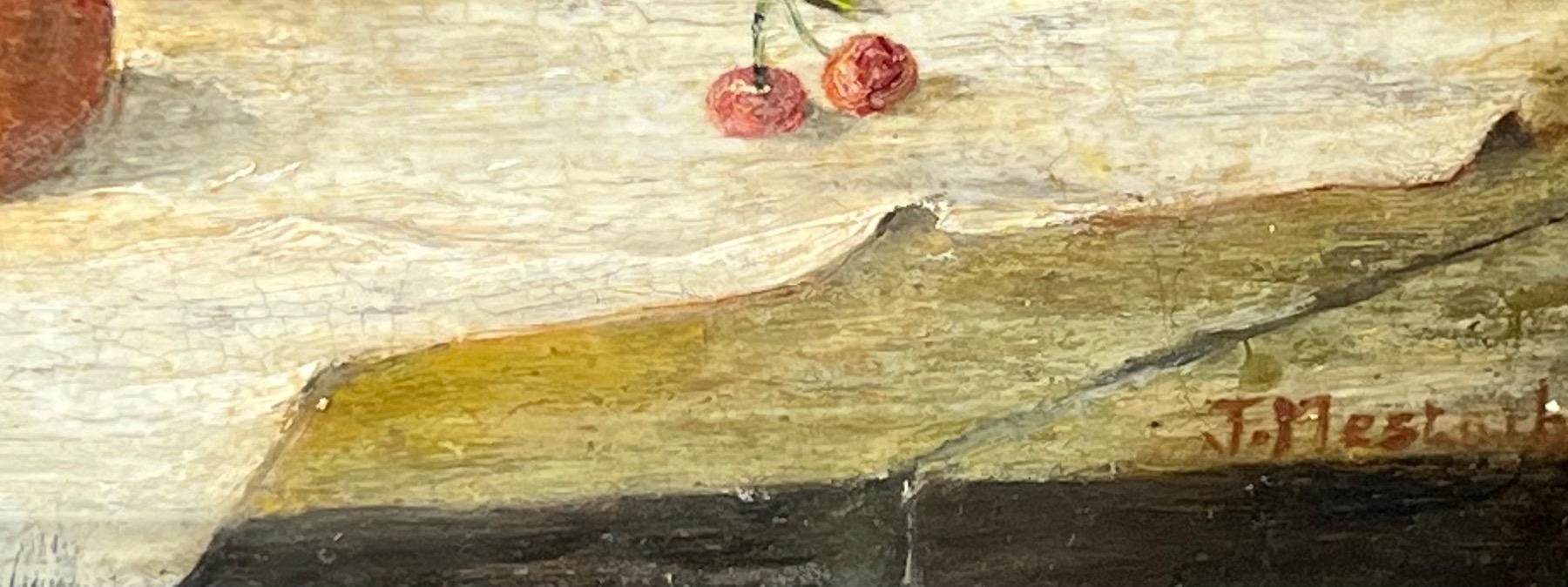 Stillife with fruit and wine ( oil on panel )