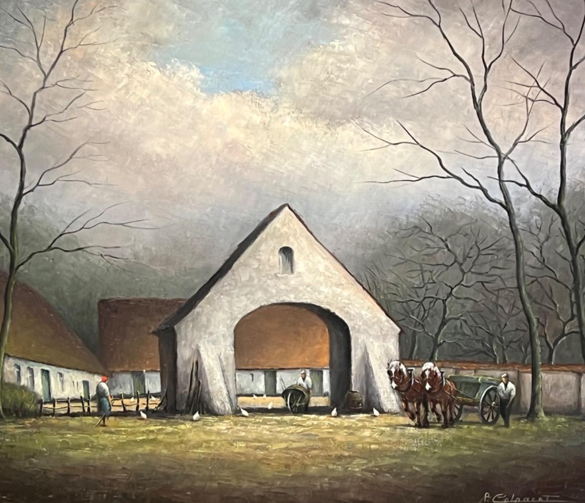 The daily life at the farm ( oil on canvas )