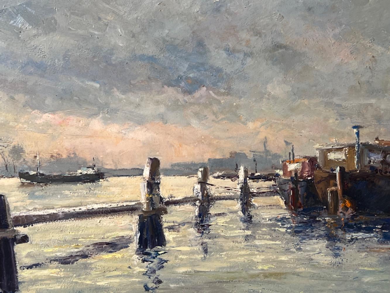 The daily life at the port ( oil on panel )