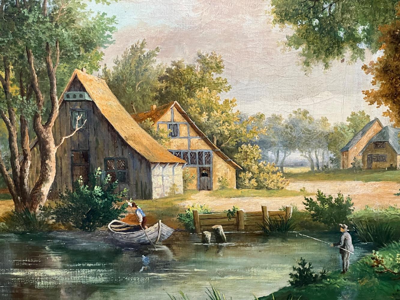 The daily life at the riverside ( oil on canvas)