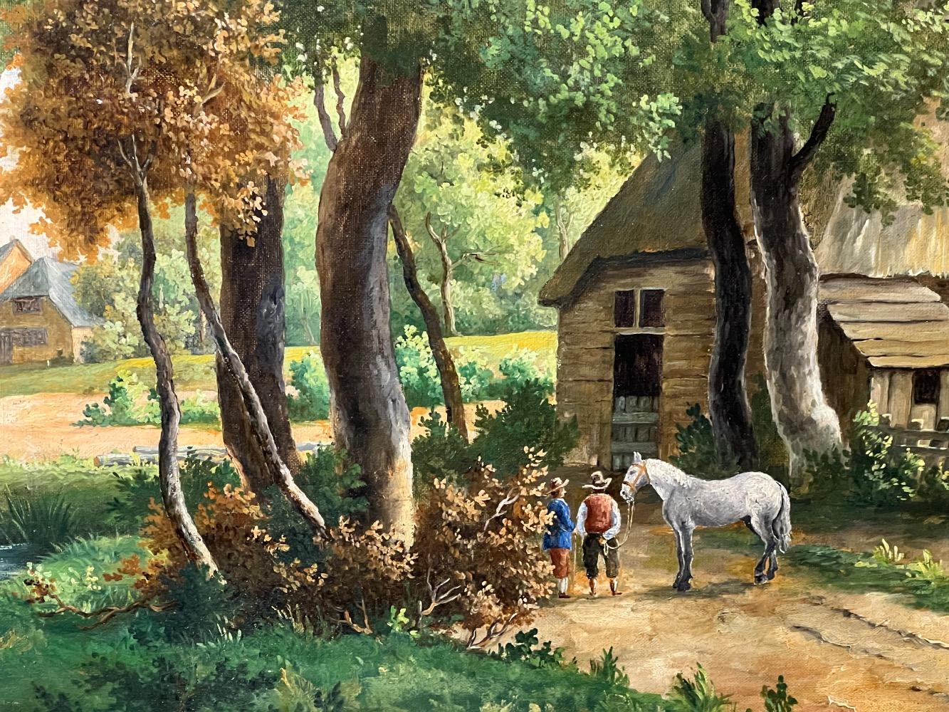 The daily life at the riverside ( oil on canvas)