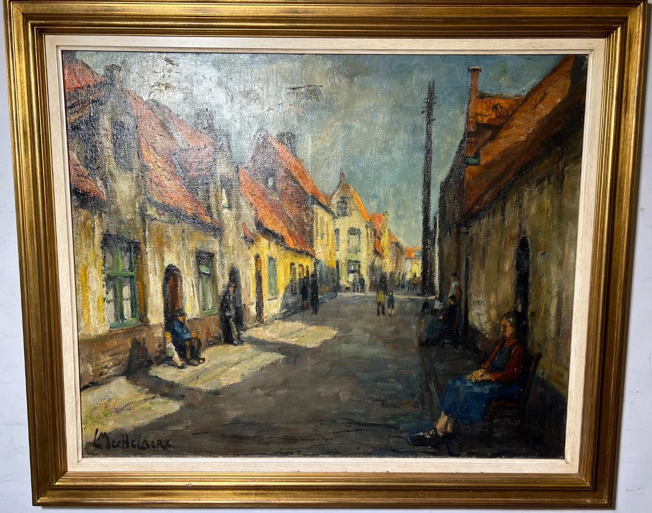 The daily life in Bruges ( oil on canvas )