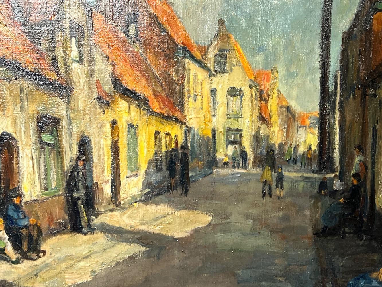 The daily life in Bruges ( oil on canvas )