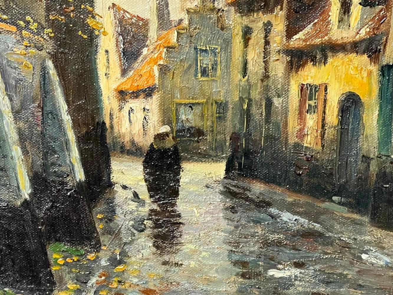 The daily life in Bruges ( oil on canvas)