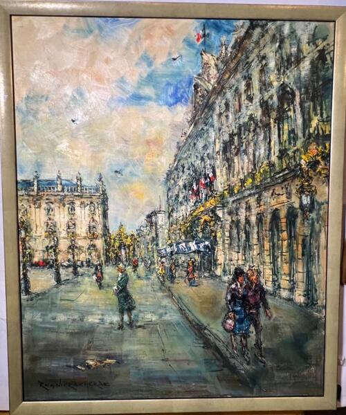 The daily life in Paris ( oil on panel )