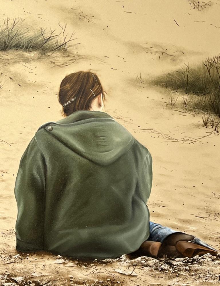 The girl at the beach ( oil on panel )