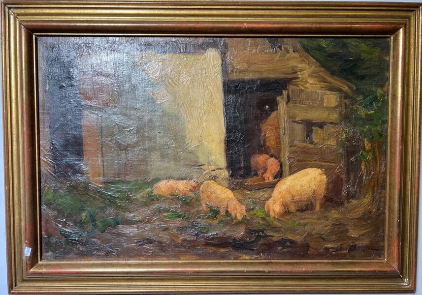 The happy pigs ( oil on canvas )