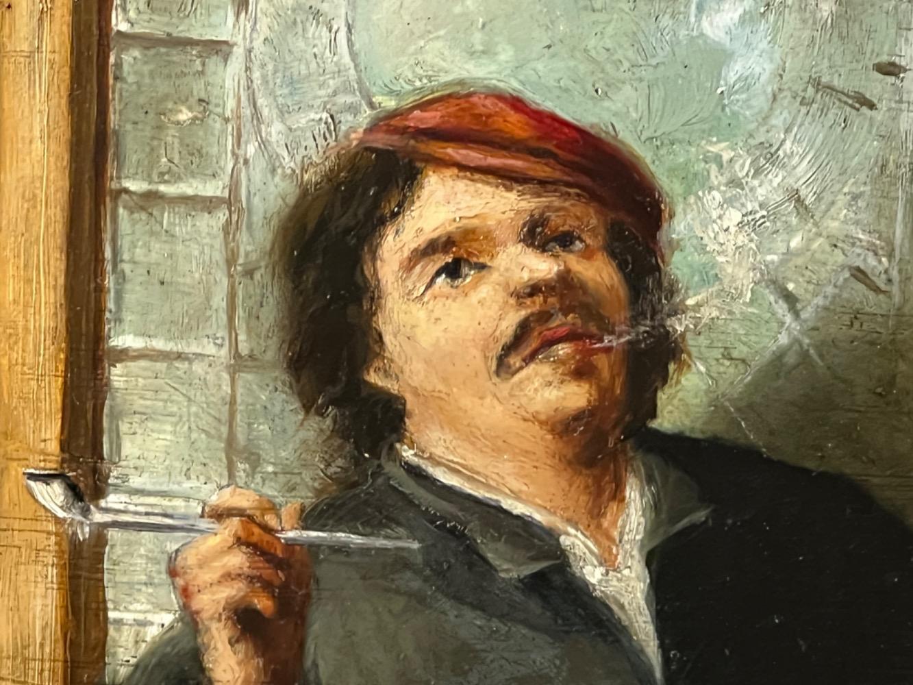 The happy pipesmoker ( oil on panel )