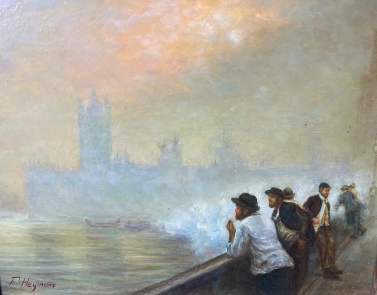 The Thames in London ( oil on panel )