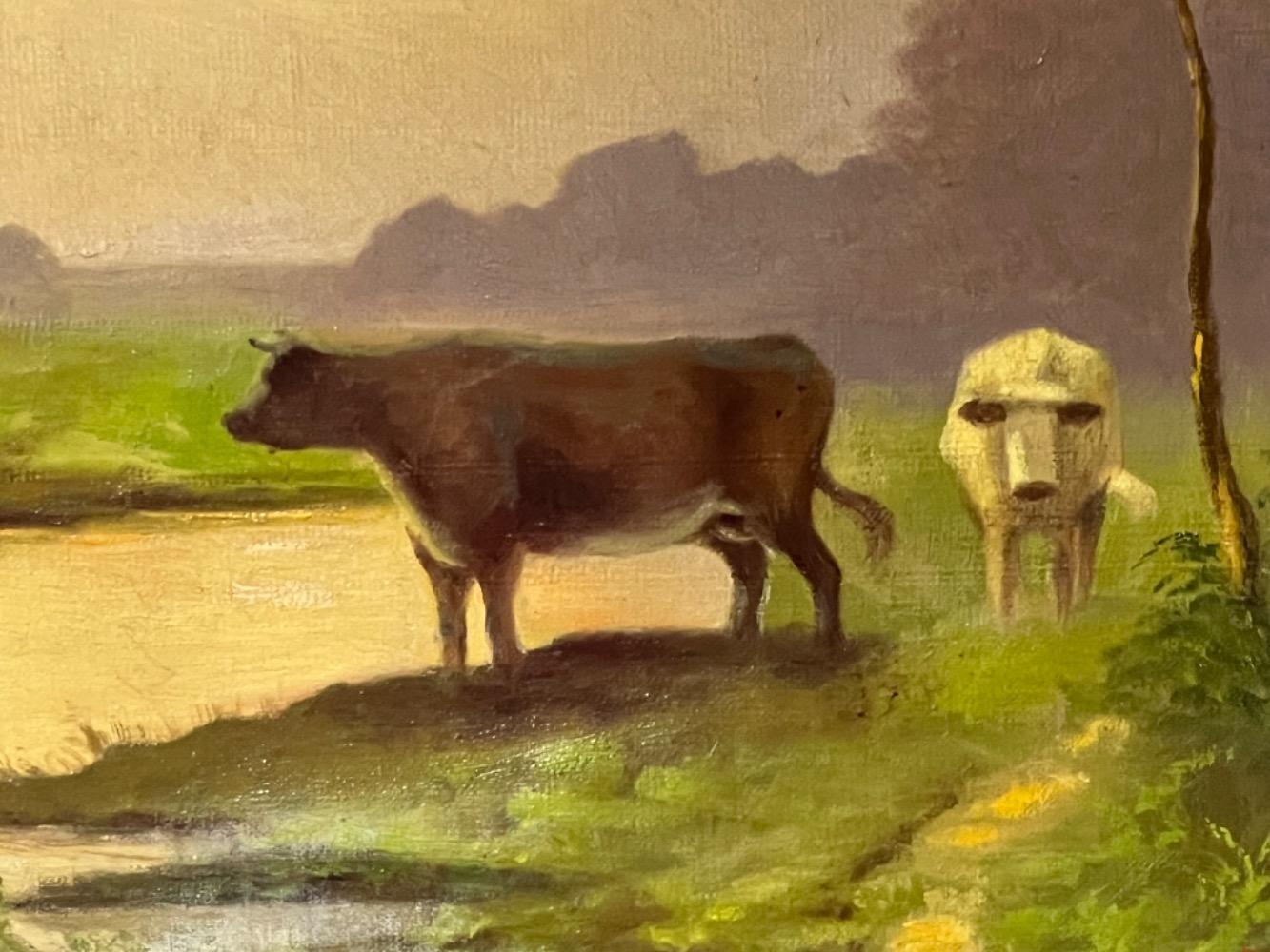 The two happy cows ( oil on canvas)