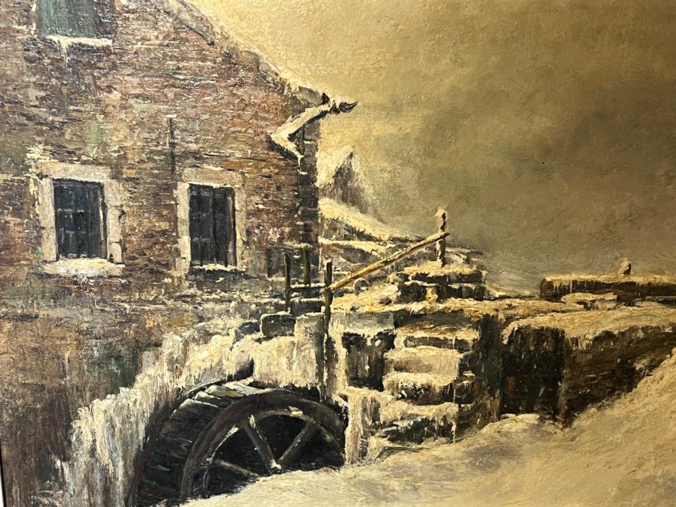 Wintertime at the Watermill ( oil on canvas )