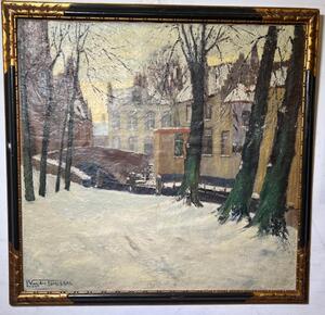 Wintertime in Bruges ( oil on canvas)